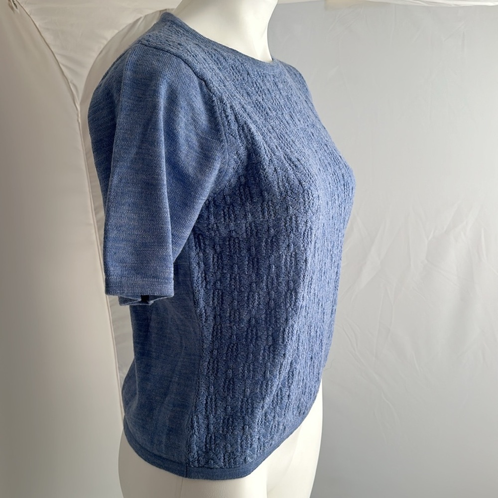 Pendleton Light Blue Textured Knit Short Sleeve P… - image 2